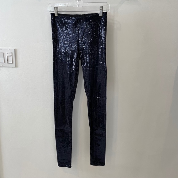 Sequined Leggings Forever 21 Navy Dark Purple XS - Picture 2 of 11